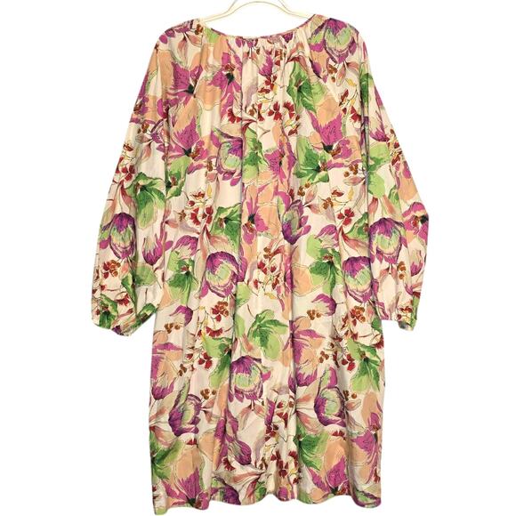 Robert Friedman Magda Floral Knee Length Dress Pullover Tunic Cotton Size XL NEW - Picture 2 of 8